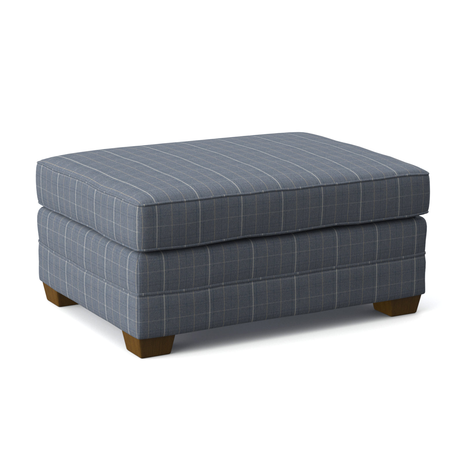 Bedford Upholstered Ottoman, Havana, Lapis Plaid; 0126-63