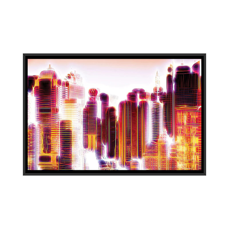 «Red Lights I», impression sur toile, H 18 po x l 26 po x P 1,5 po, Toile avec cadre noir, Pas de tapis