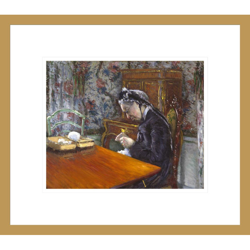 «Mademoiselle Boissière Knitting» par Gustave Caillebotte, impression giclée encadrée, H 13,75 po x l 15,61 po