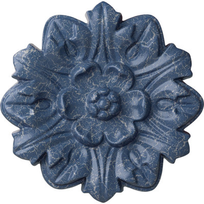Endurathane Emery Leaf Ceiling Medallion, 7 5/8"OD x 1"P, Hand-Painted Americana Crackle Finish
