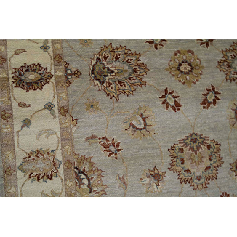 Tapis bleu clair et crème noué à la main de haute qualité
