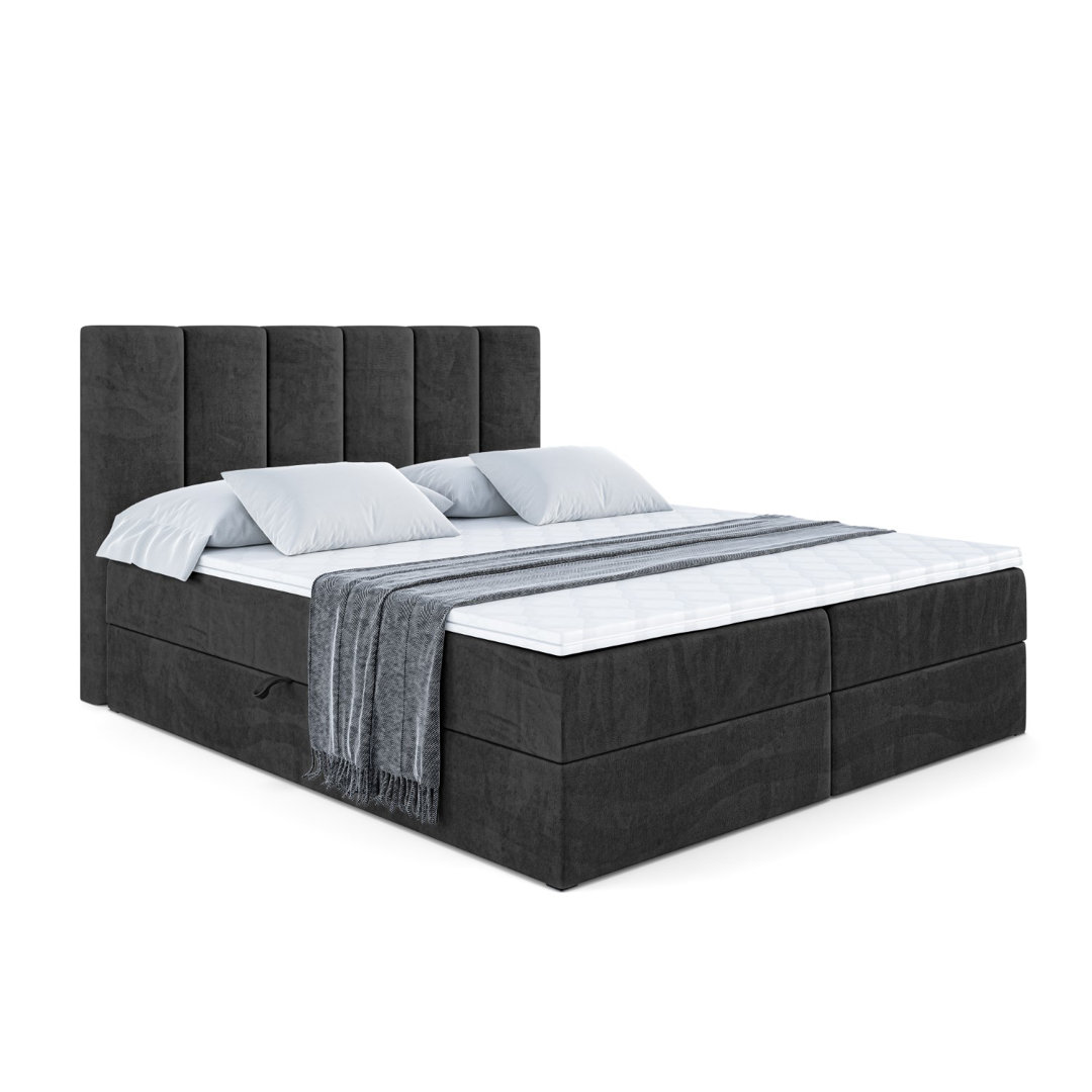 Boxspringbett mit H3 Bonell-Federkernmatratze, Topper und Bettkasten