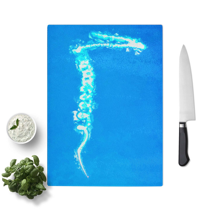 Tempered Glass Stunt Plane Chopping Board, 28.5 cm W x 39 cm L