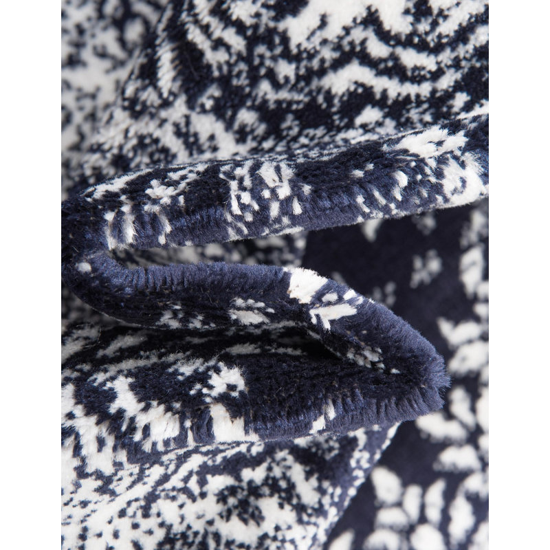 Brandt Floral Area Rug, Navy Blue, Round 5'3"