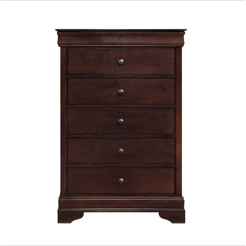Commode 1 pièce de style Louis Philippe en placage de cerisier brun Okume