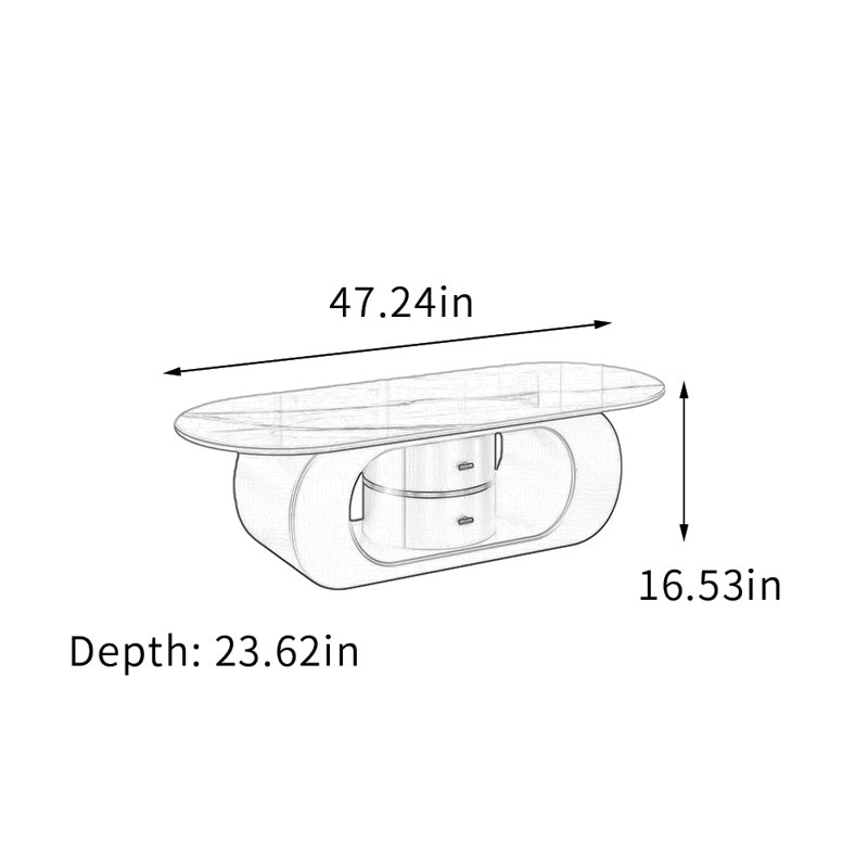 Table basse à 2 tiroirs Modern Slate Home, H 16,53 po x L 47,24 po x l 23,62 po