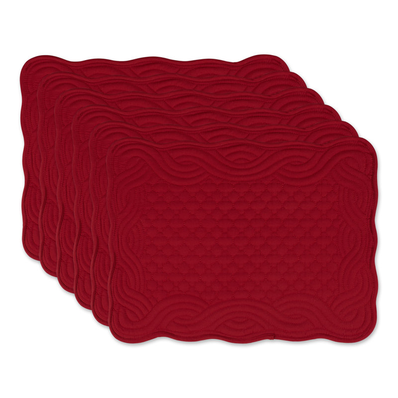 Ensemble de napperons matelassés 6 pièces Aricijana, Rouge
