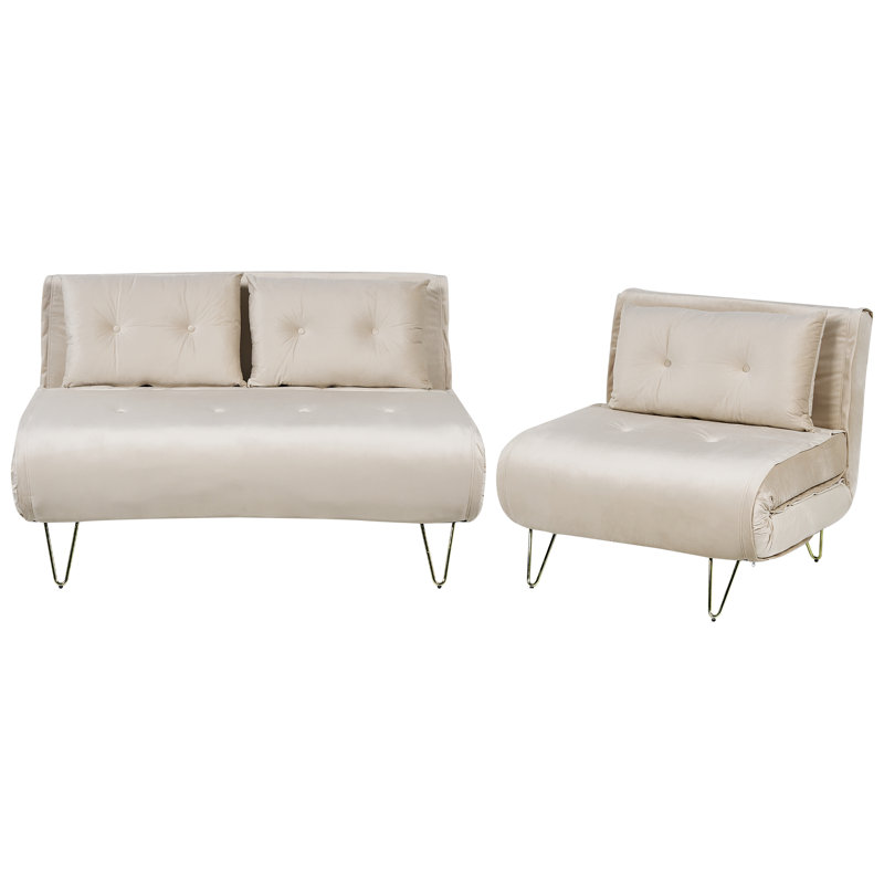 Ahders Velvet Living Room Set, Beige
