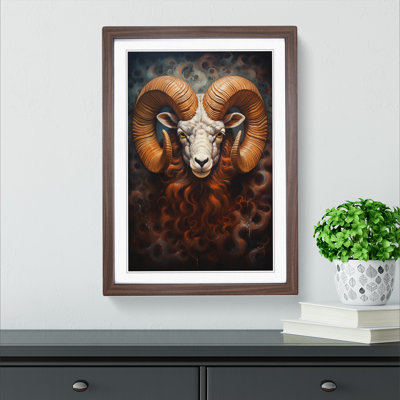 Aries Zodiac Realism - Single Picture Frame Print on Wood