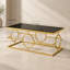 Table basse rectangulaire de luxe avec plateau en verre trempé et structure en métal doré, table de cocktail glamour