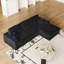 Canapés modulaires modernes en velours côtelé noir, canapé modulaire 2-en-1 avec siège inclinable et soutien pour le cou