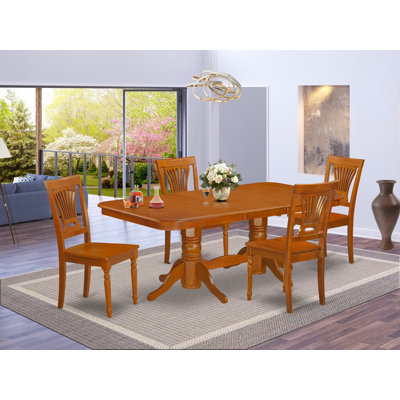L'ensemble de table de salle à manger 5 pièces pour 4 personnes comprend une table de cuisine rectangulaire avec rallonge papillon et 4 chaises de coin-repas, 40 x 78 pouces, brun selle