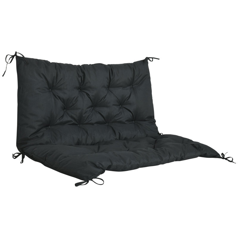 Outdoor Seat Cushion, Black, 49cm H x 100cm W x 49cm D