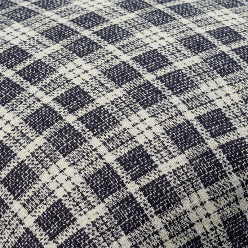 Coussin décoratif en coton Zeppelin, Polyester / bourre de polyester, Tissu écossais noir, 20 po x 20 po