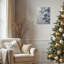 Art mural en toile de Noël chinois bleu marine et blanc 16 po x 20 po