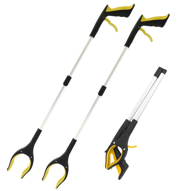 Paquet de 2, outil de ramassage de griffes, outil de ramassage à griffes pour déchets 32 po, Jaune