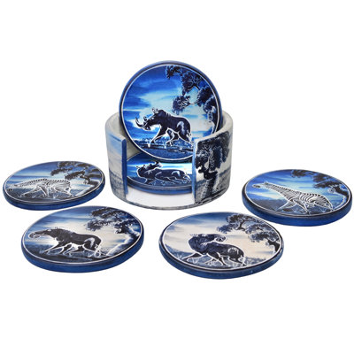 Sous-verres et porte-savon fabriqués à la main en Afrique de l'Ouest safari 7 pièces