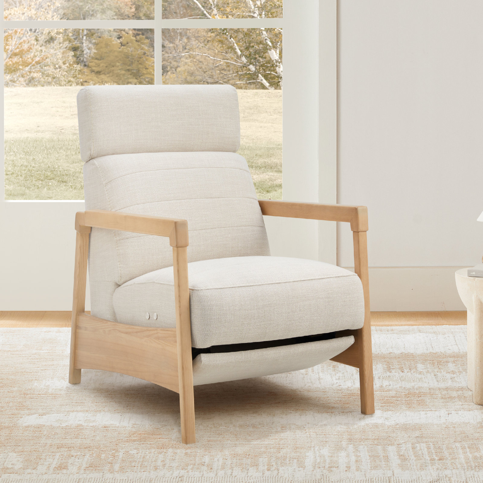 Amada 28" Manual Recliner, Effie Linen Performance Weave