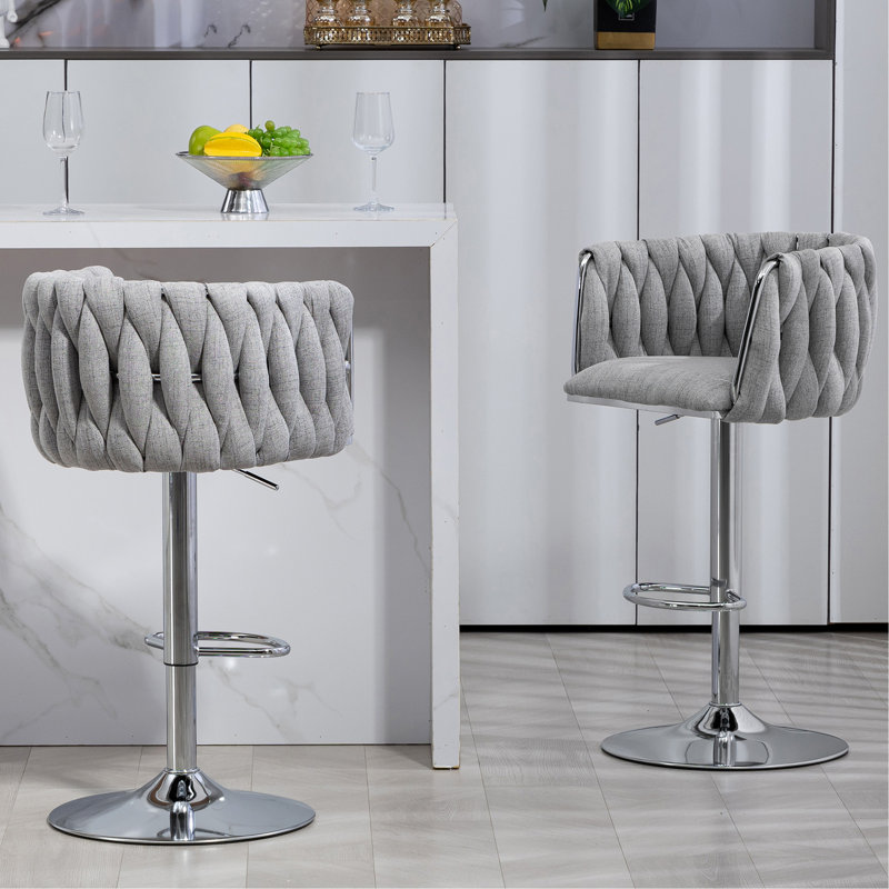 Stylish Adjustable Swivel Bar Stools Set Of 2, Ideal For Kitchen Island, Cafe, Pub And More.