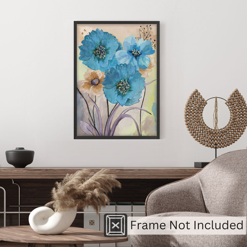 Fleurs bleues II, reproduction d'art classique sans cadre