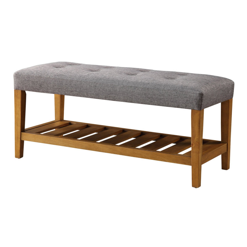 Banc de siège capitonné gris et chêne touffeté, Gris