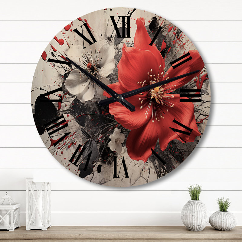 Horloge murale en bois massif Mauve, Grand