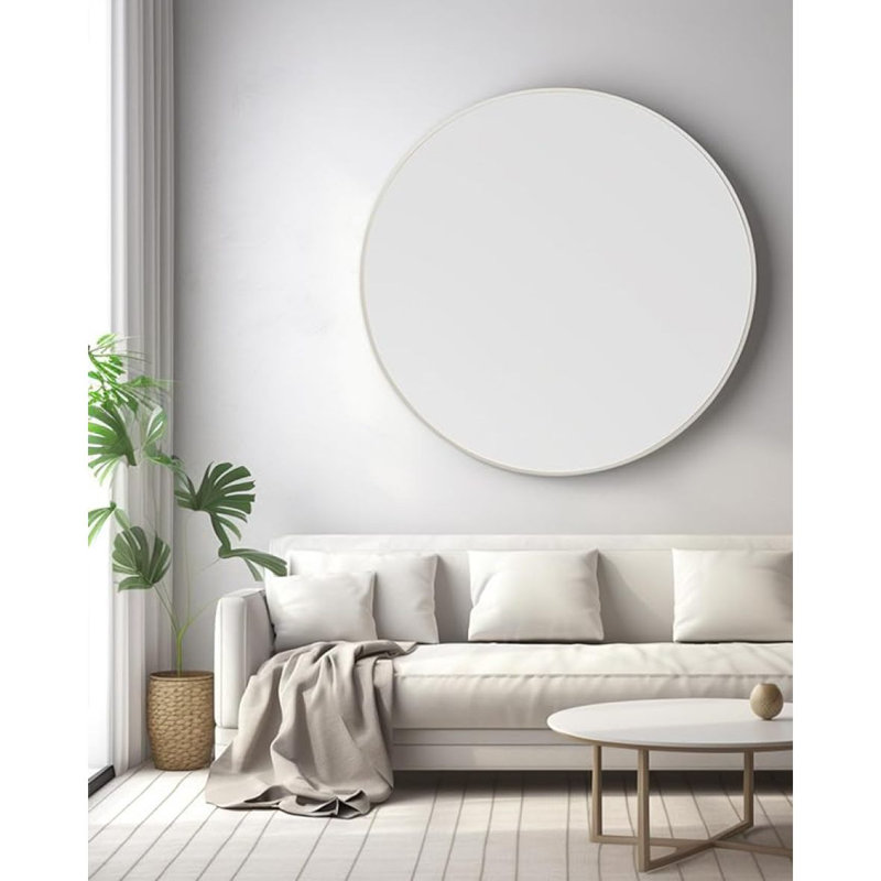 Miroir mural encadré pour salle de bain. (W2203P156441), Argent argent, 42 po x 42 po