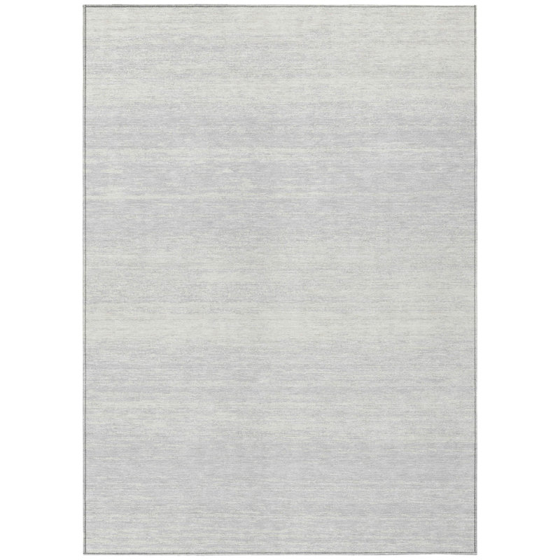 Tapis extérieur lavable rayé argenté et gris 9 pi x 12 pi