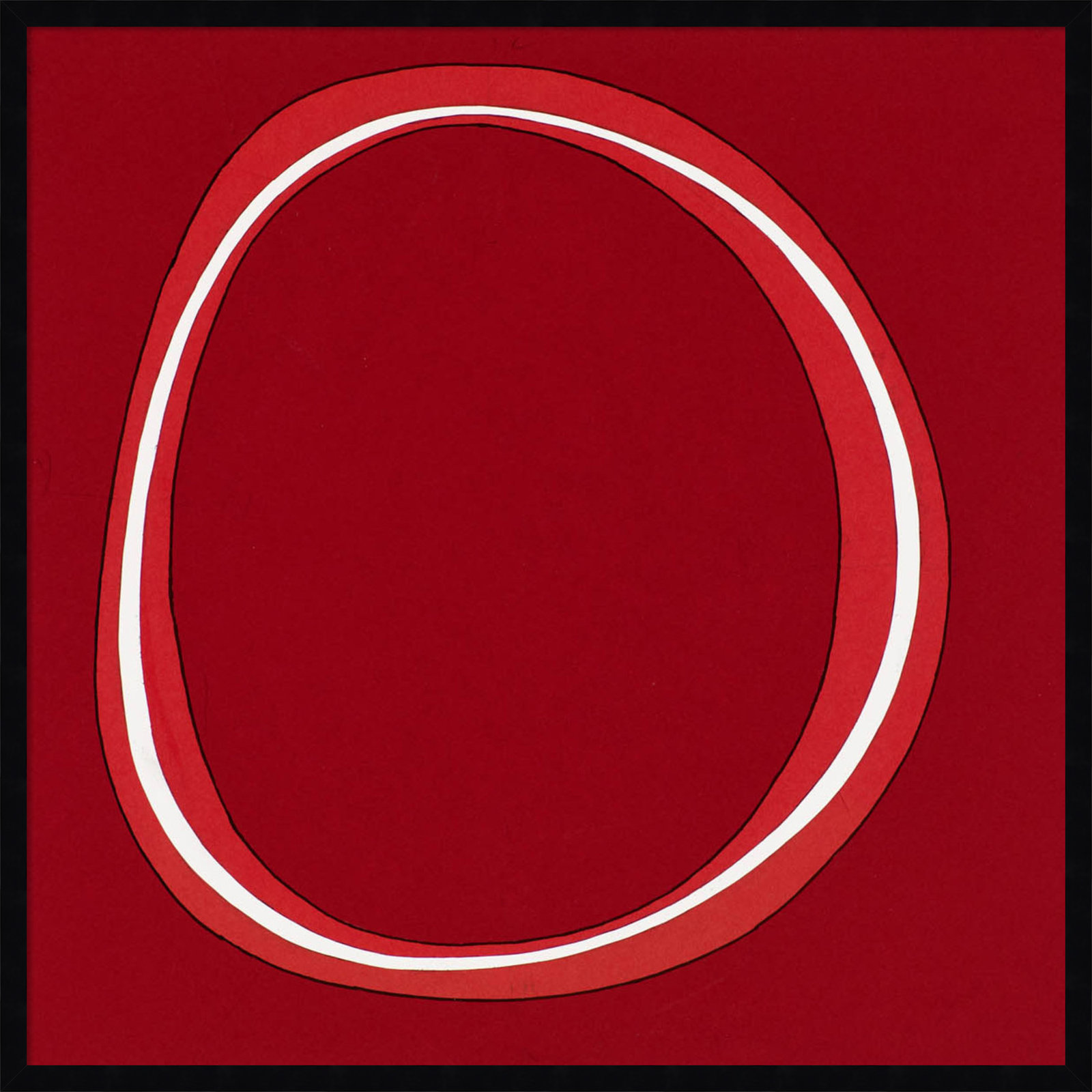 Red Circle Print by Alex Dunn, Black, 33" H x 33" W