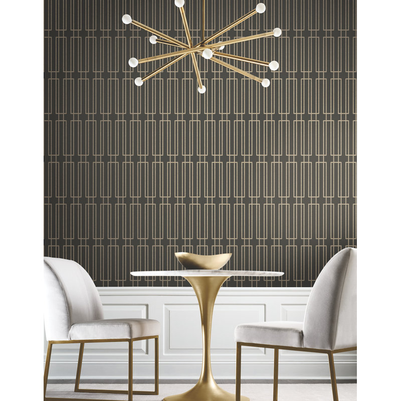 Candice Olson Geometric Shimmer Wallpaper Double Roll, Charcoal