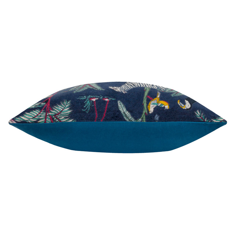 Floral Square Cushion, Navy, Pillow Cover Only - No Insert