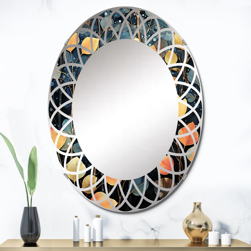 Calaina - Miroir mural floral ovale, 36 po x 24 po