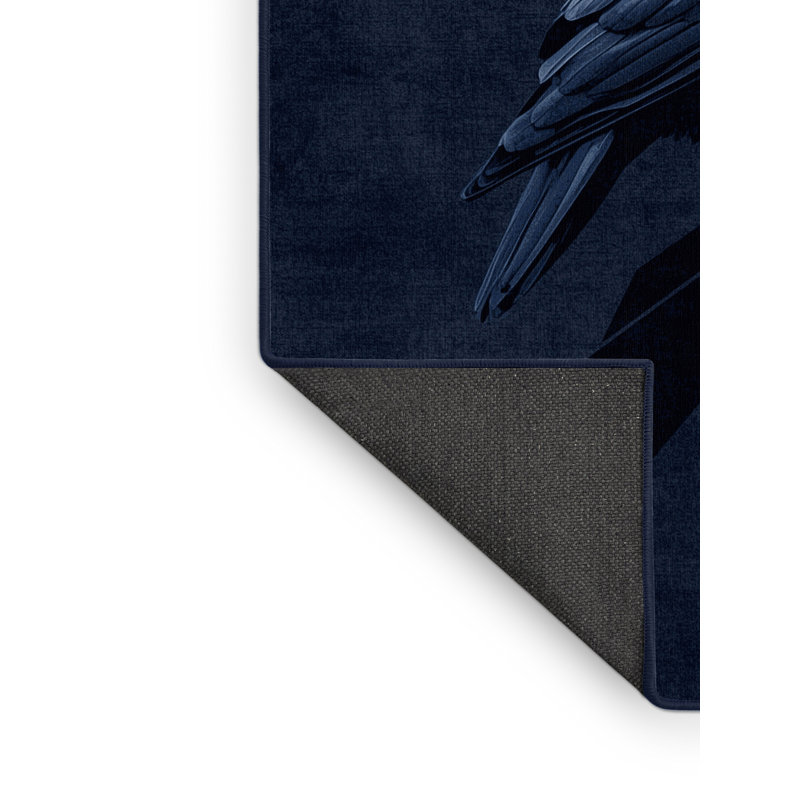 Soft Plush Fiorentino Halloween Modern & Contemporary Abstract Area Rug in Blue – Navy Binding, 8x10