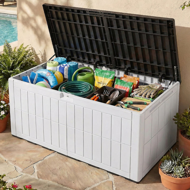 Coffre de terrasse avec verrou Balconera, 140, Blanc
