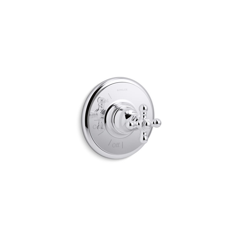Artifacts Rite-Temp Valve Trim with Cross Handle, Brushed Brass