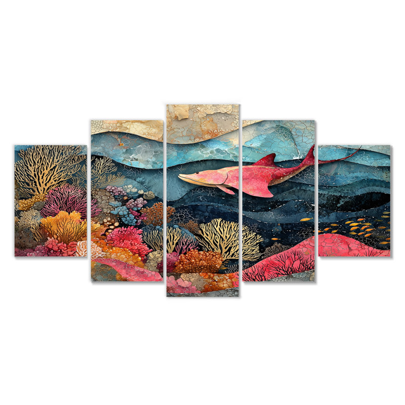 Abstrait Stingray dans un aquarium, collages colorés III - Stingray, art mural - art mural toile, diamant