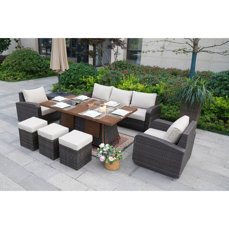 9 - Person Patio Conversation Set with Cushions