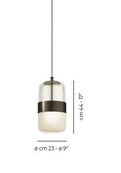 Futura 1 - Light Pendant, 96" H x 9" W x 9" D, Amber/Brass, Matte Black