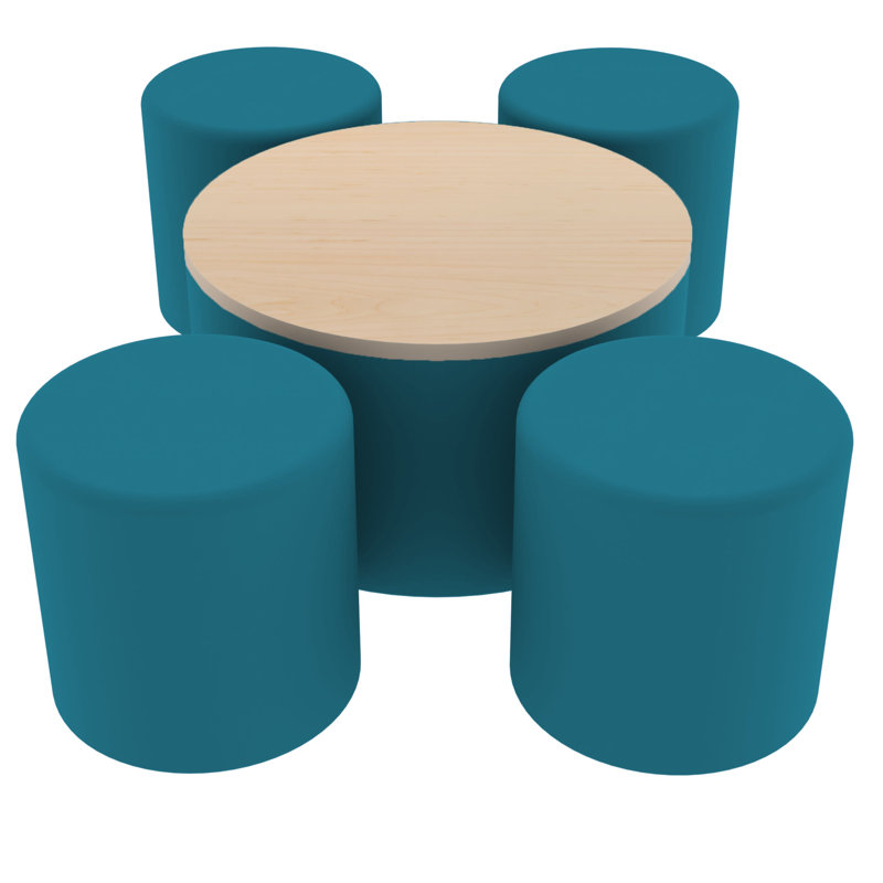 Ensemble de repose-pieds rond avec siège rond 12 po Pro Series Pro-Erase, Bleu sarcelle / érable