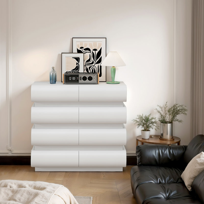 Commode 8 tiroirs pour chambre à coucher, Blanc