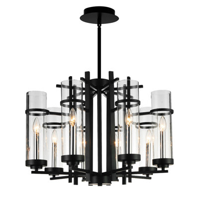 Maren 8 Light Black Chandelier, 26-Inch Modern Ceiling Light Fixture for Dining Room or Kitchen