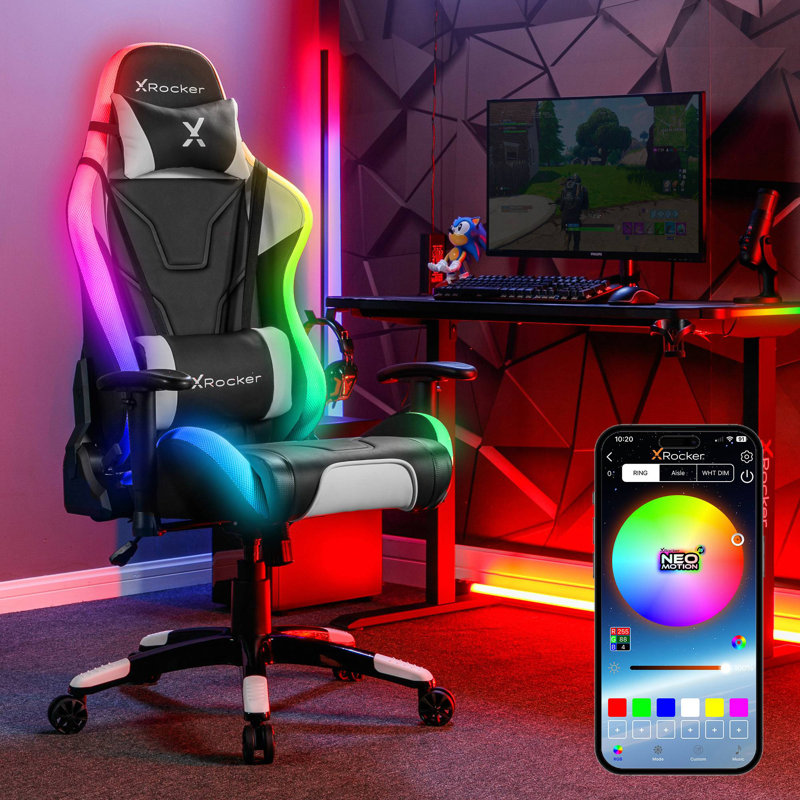 X Rocker Adjustable Swiveling PC & Racing Game Chair in White/Black