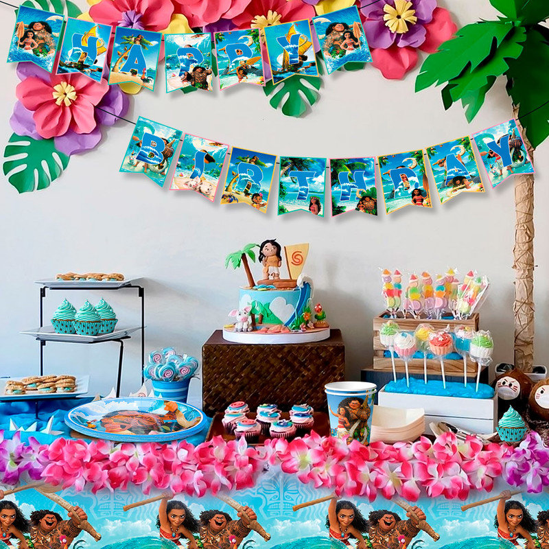 Moana Party Tableware Set,56 pcs Moana Birthday Party Decorations Tableware Packs