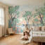 Papier peint pastel, paysage, oiseaux de forêt, décoration murale amovible-1261120187-1261120184