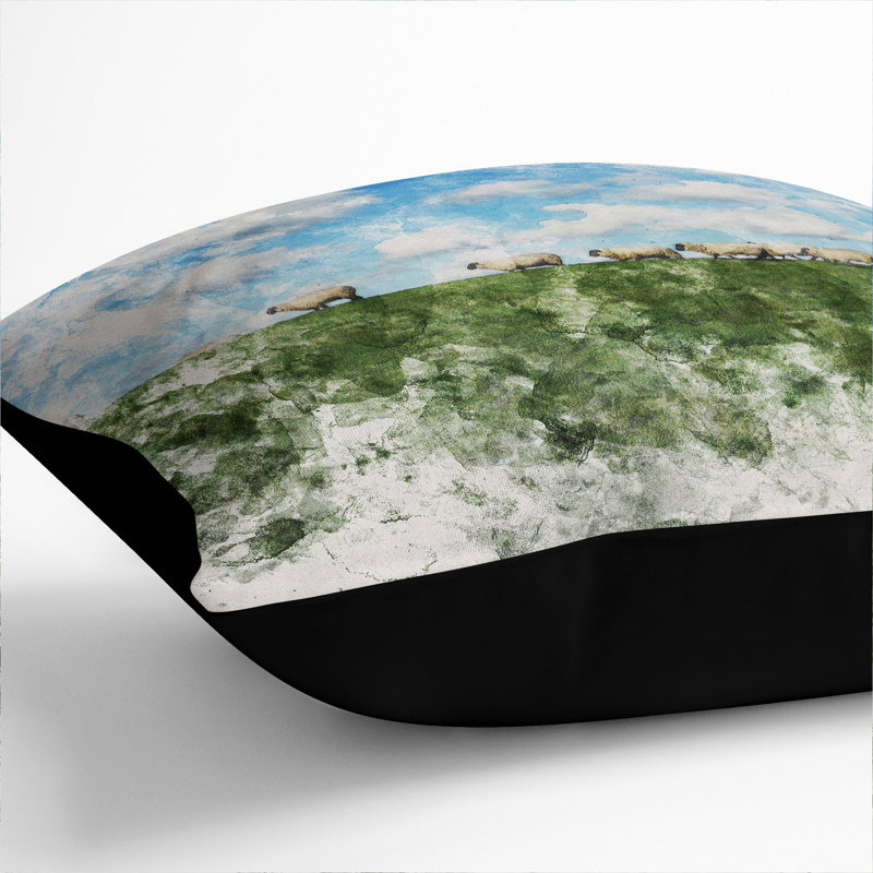 Flock Of Sheep Vol.4 Square Throw Cushion, 55cm H x 55cm W x 20cm D, Black
