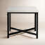 Hammered Iron End Table-White Marble-1791442079