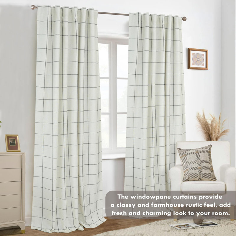Goffredo 100% Blackout Natural Linen Curtains for Bedroom  Double Layer Drape Farmhouse Thermal Insulated Rod Pocket Back Tab Full Light Blocking 2 Panels for Living Room Nursery