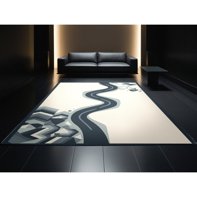 Tapis beige doux et moelleux à motif géométrique minimaliste Kamena, 3' Square