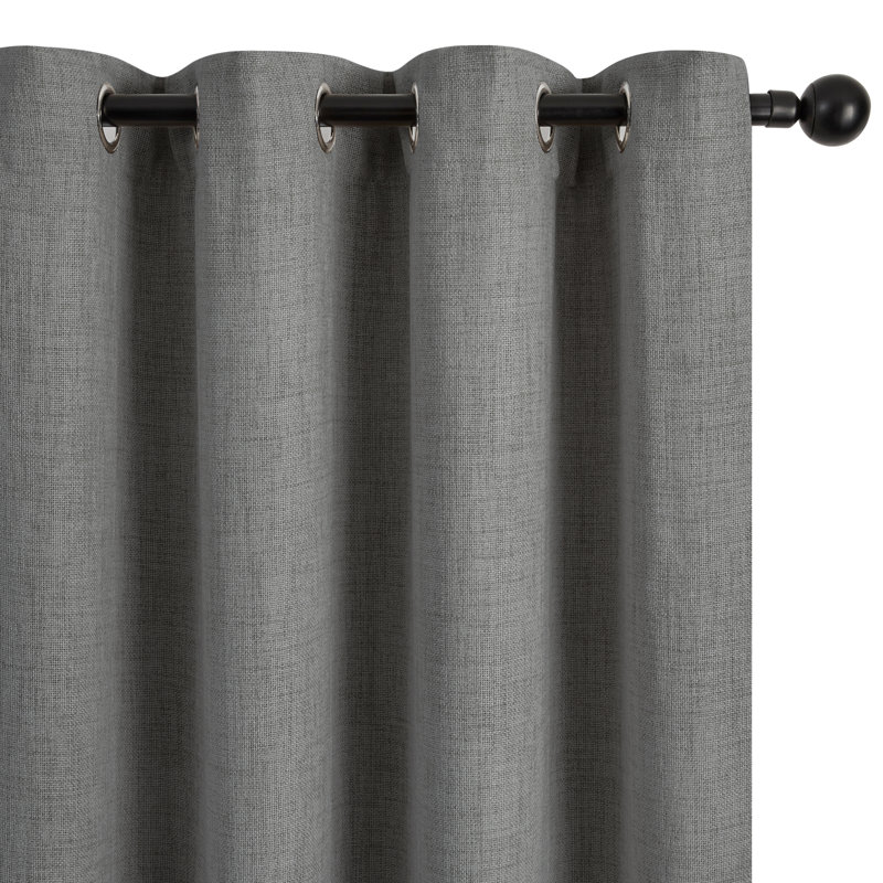 Linen-Look Total Blackout Curtains (Set of 2), Gray, 52" W x 108" L