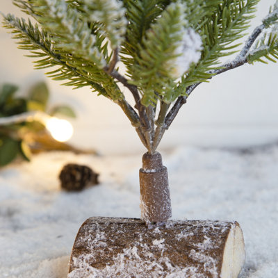 Arbre de Noël artificiel 2 pièces, mini arbre de Noël en PVC 13,5 po avec base en bois, décorations pour les fêtes